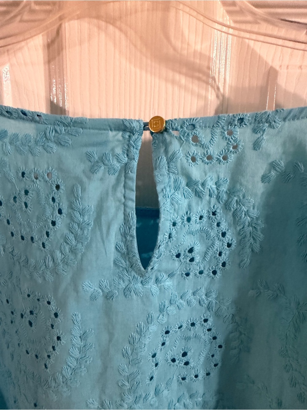 Liz Claiborne Women's Eyelet Short Sleeve Top - Turquoise - Picture 7 of 8